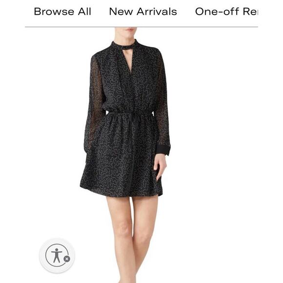 CLUB MONACO Quanni Dress Size L Mini Black White Geometrical Pattern - Picture 9 of 9